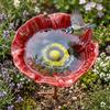 Flower Shaped Bird Bath Stand Metal Garden Insect Birdbath Bee Butterfly Watering Station  Yard