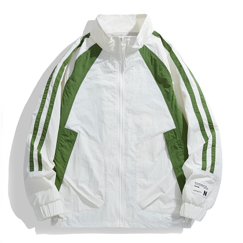 Осенняя высококачественная куртка с контрастными цветами и воротником-стойкой для мужчин и женщин, ветрозащитная мужская куртка