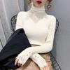 High Neck Hollowed Out Knitted Sweater As A Base Women's Autumn and Winter Lace Gentle Style Pile Neck Sweater Top