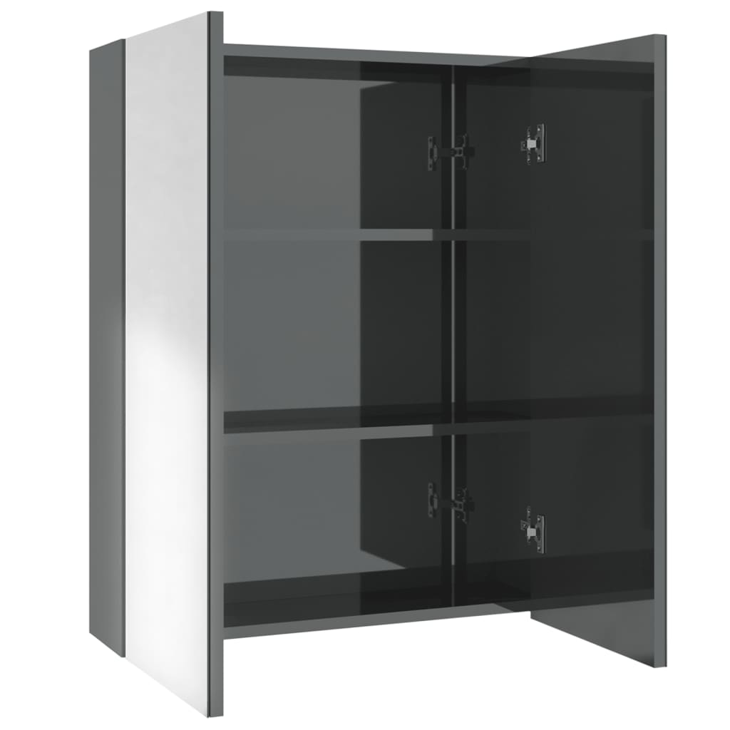 Vidaxl Szafka Łazienkowa Z Lustrem 60X15X75 Cm, Mdf, Szary Z Połyskiem