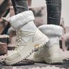 Womens Winter Warm Thick Sole Snow Boots Mid-Calf PU Cotton Lined Waterproof Slip-Resistant Comfortable Walking Shoes