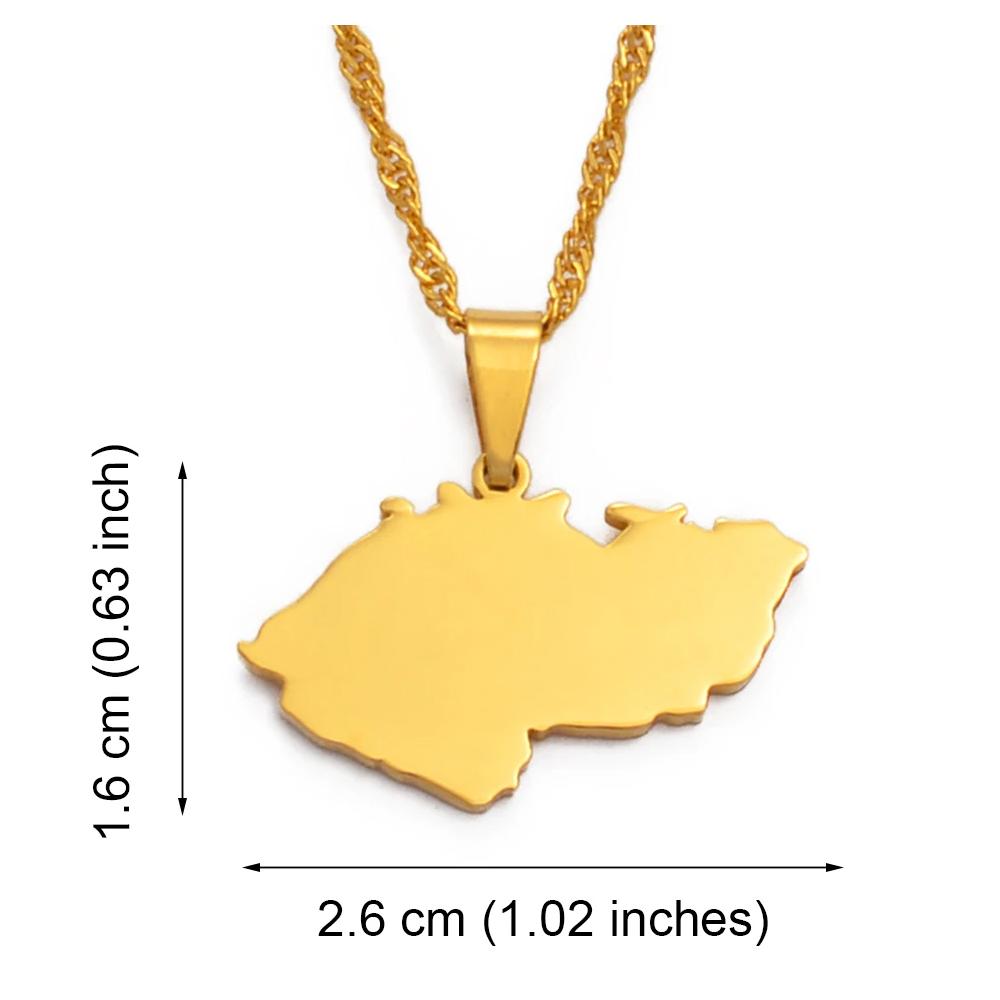 Anniyo The Czech Republic Map Pendant & Necklaces for Women Ceska Country Maps Jewelry @021921