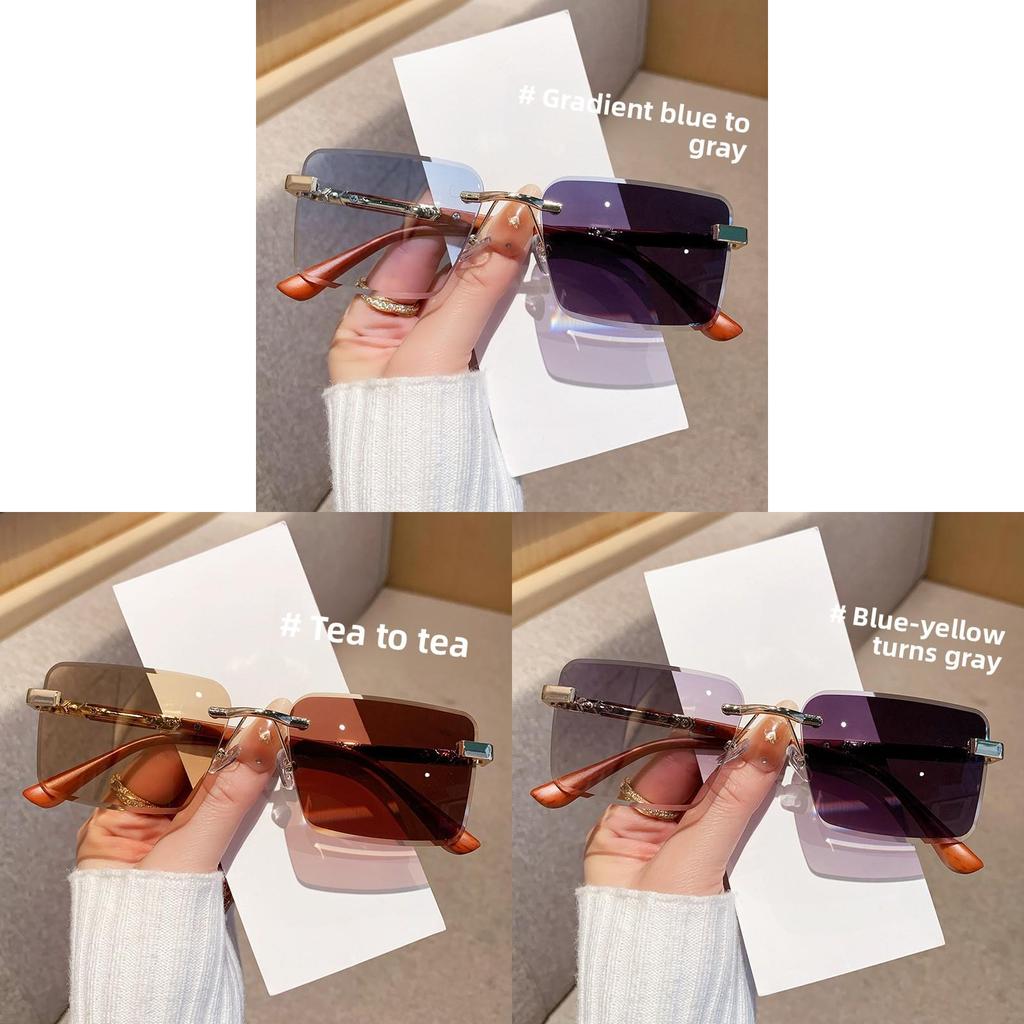 Модные безрамные солнцезащитные очки с градиентным серым цветом и защитой UV400 для езды на велосипеде и вечеринок