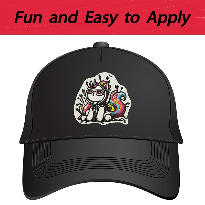 Нашивка Wikineon с крутым красочным котом. Подходит как для глажки, так и для шитья | Стильный дизайн для взрослых. Вышитые нашивки для курток, парок и джинсов.