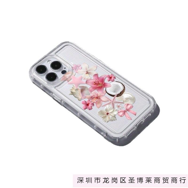 Розовый цветочный бант подходит для чехла мобильного телефона Apple 16plus iPhone16/15/14 с подушкой безопасности 12 прозрачный 11.