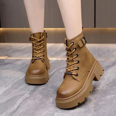 Женские модные легкие ботинки Мартина, меняющие цвет, 2025: Осенне-зимние нескользящие ботильоны на толстой подошве, увеличивающие рост