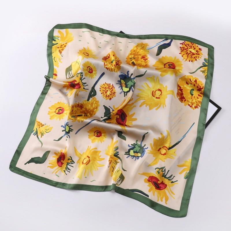 Fashion Simulation Silk 70 Square Scarf Silk Scarf Female Alphabet Printing Small Square Scarf Workplace Decoration Scarf Headscarf
