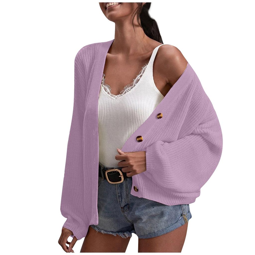 Женская мода, повседневный однотонный кардиган с длинными рукавами и пуговицами на груди, топы, куртка