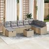 VidaXL 9-piece Garden Sofa Set with Beige Cushions Poly Rattan 3359339