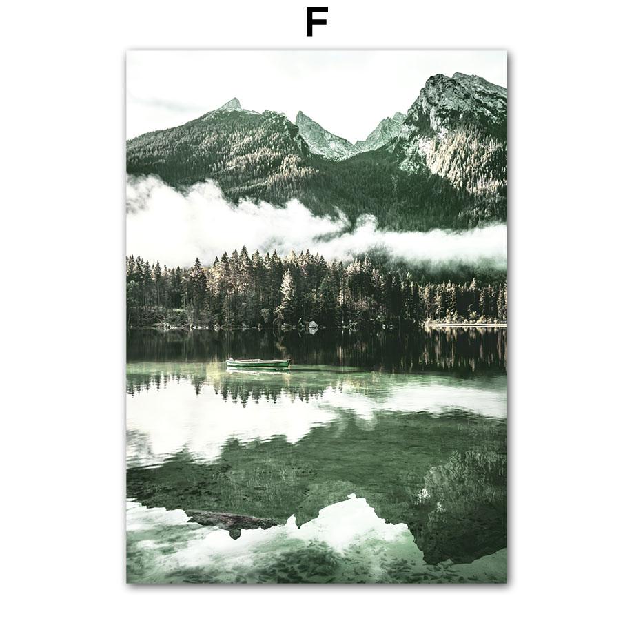 Лето зеленое озеро, лес, холм, цветок, абстрактные постеры на скандинавскую тему и принты, настенная живопись на холсте, Декор, фотографии для гостиной