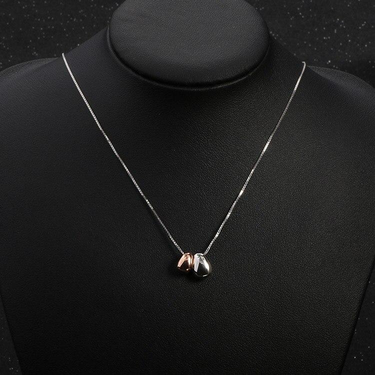 925 пробы стерлингового серебра Личность двухцветное гладкое каплевидное ожерелье капли воды ожерелья цепи ювелирные изделия S-N366