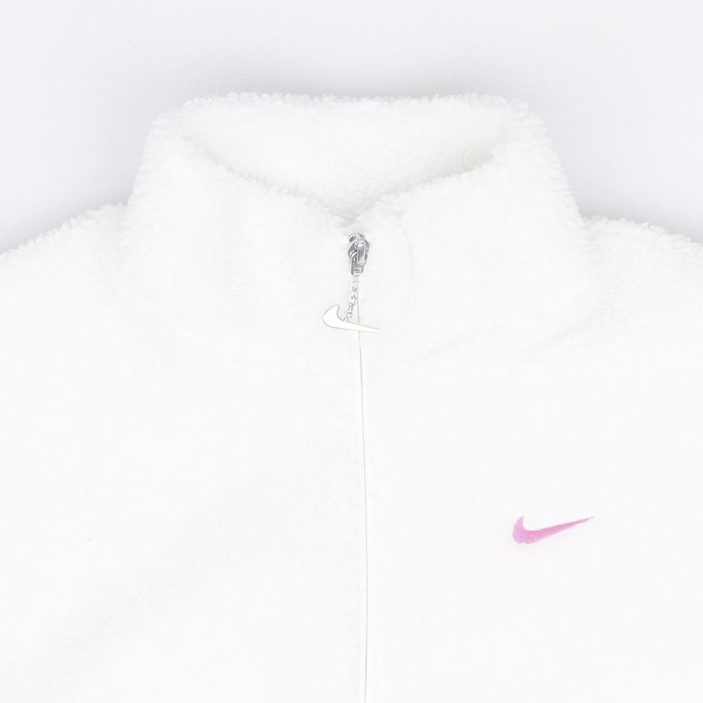 Nike Однотонная куртка-толстовка на молнии с воротником-стойкой, повседневная, свободная, из плотного флиса, женская, цвет Парусный белый FV4009-133