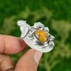 Natural Tiger'S Eye Gemstone 925 Silver Stackable Bird Adjustable Ring For Girls