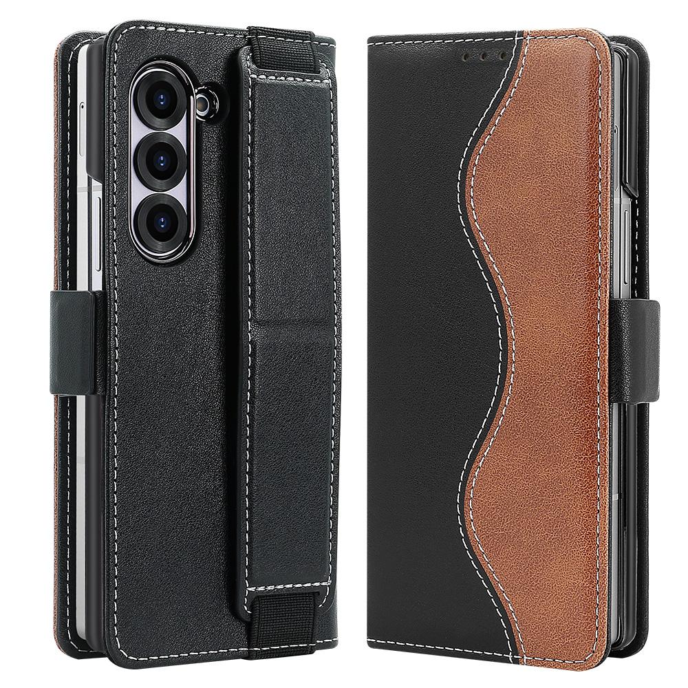 Роскошный кожаный кошелек-чехол с RFID для Samsung Galaxy Z Fold 7 Fold6 Fold5, гальванизированный корпус, ремешок на запястье, подставка, чехол-книжка