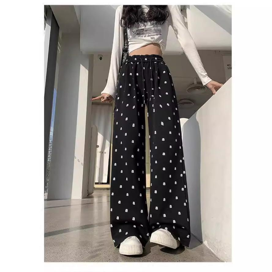 Новые повседневные прямые широкие брюки для женщин на лето, облегающие и универсальные женские брюки с высокой талией и свободной драпировкой