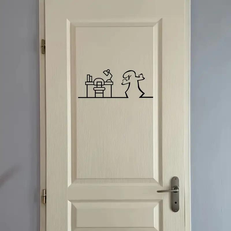 Minimalist Line Art Stickers Door Sticker Bedroom, Kitchen, Bathroom Sign Cartoon Character Design Home Decoration