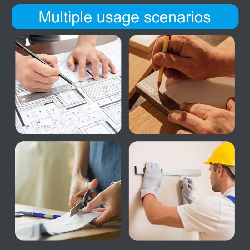 Stainless Steel Triangles Ruler 150mm/200mm/300mm Measuring Tool Protractors for Engineers Architects Students Enthusiasts