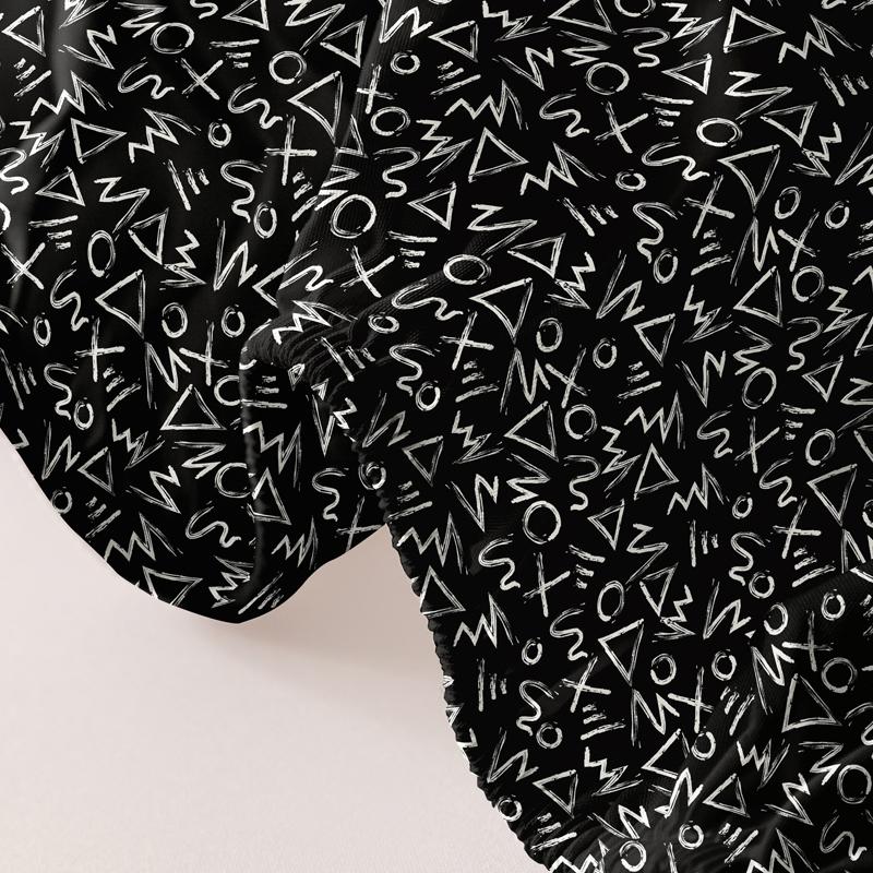 1 черная матовая простыня с произвольным рисунком, покрывало для спальни с принтом, постельное белье (Исключая наволочки)