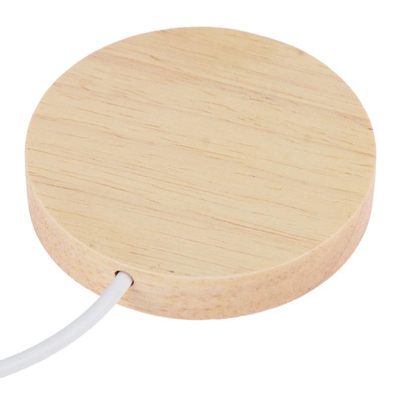 Светодиодный дисплей ручной работы из дерева и смолы, диаметр 6 см, USB круглая подставка для орнамента, DIY ночник