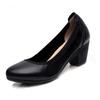 Большие размеры 32-43 Туфли на среднем каблуке и платформе из натуральной кожи Женские туфли-лодочки 2025 Осень Свадебные туфли Офисные туфли для работы Женские