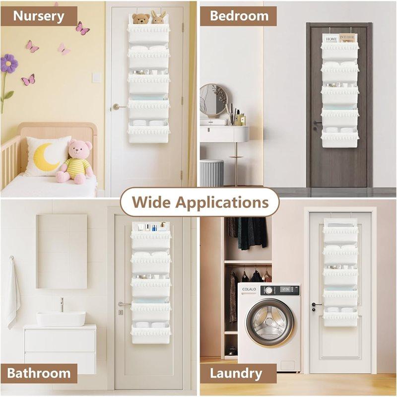 M-Modern-Hanging Organizer Over The Door, 5 Pockets Boho Style Nursery Decor For Baby Room Space Saving Storage Solution