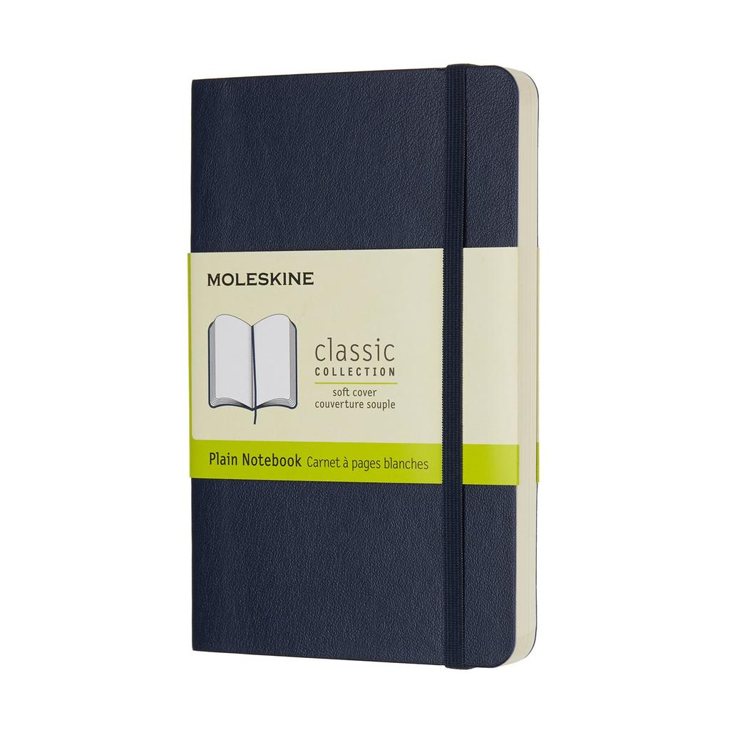 Moleskine Notebook Classic Notebook Soft Cover Plain Pocket Size X Sapphire Blue QP613B20 (9cm 14cm)