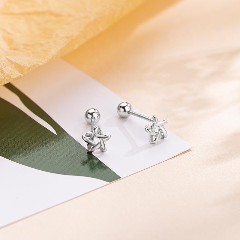 Silver Color Clover Zircon Stud Earrings for Women Sweet Exquisite Screw-Back Ear Piercing Jewelry Birthday Party Gifts