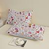 3pcs White Fitted Sheet Sets 100% Polyester For Girls Decor Nail Polish Tools And Hearts Printed  Flat Sheet With 2Pillowcases
