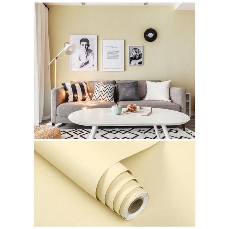 Macaron Solid Color Self-adhesive Wallpaper Stickers Bedroom Living Room Wardrobe Door Decoration Pasted Waterproof Refurbished Wallpaper