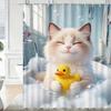 Милый 3D Мультяшный Пингвин Купается с Пузырями Водонепроницаемая Шторка для Душа - Веселый Декор для Ванной