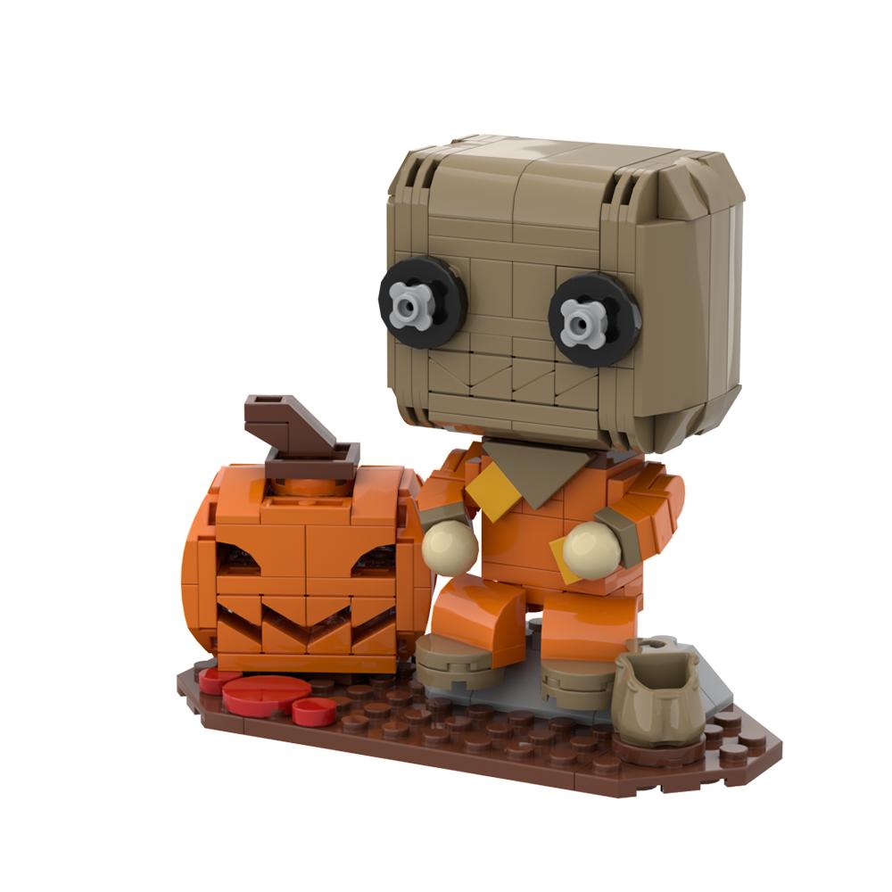 Gobricks MOC Хоррор Фильм Хэллоуин Угощай или Угощай Brickheadz Кубики Модель Тыквенный Человек Призрачный Кот Строительные Блоки DIY Игрушки Подарок