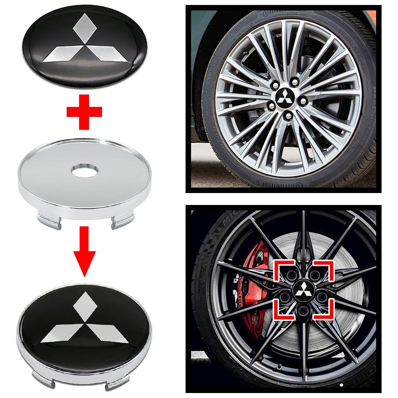 4 шт. 60 мм Наклейки на центральный колпачок колеса автомобиля, крышка диска для Mitsubishi Pajero Outlander XL Montero Lancer Triton l200 Galant