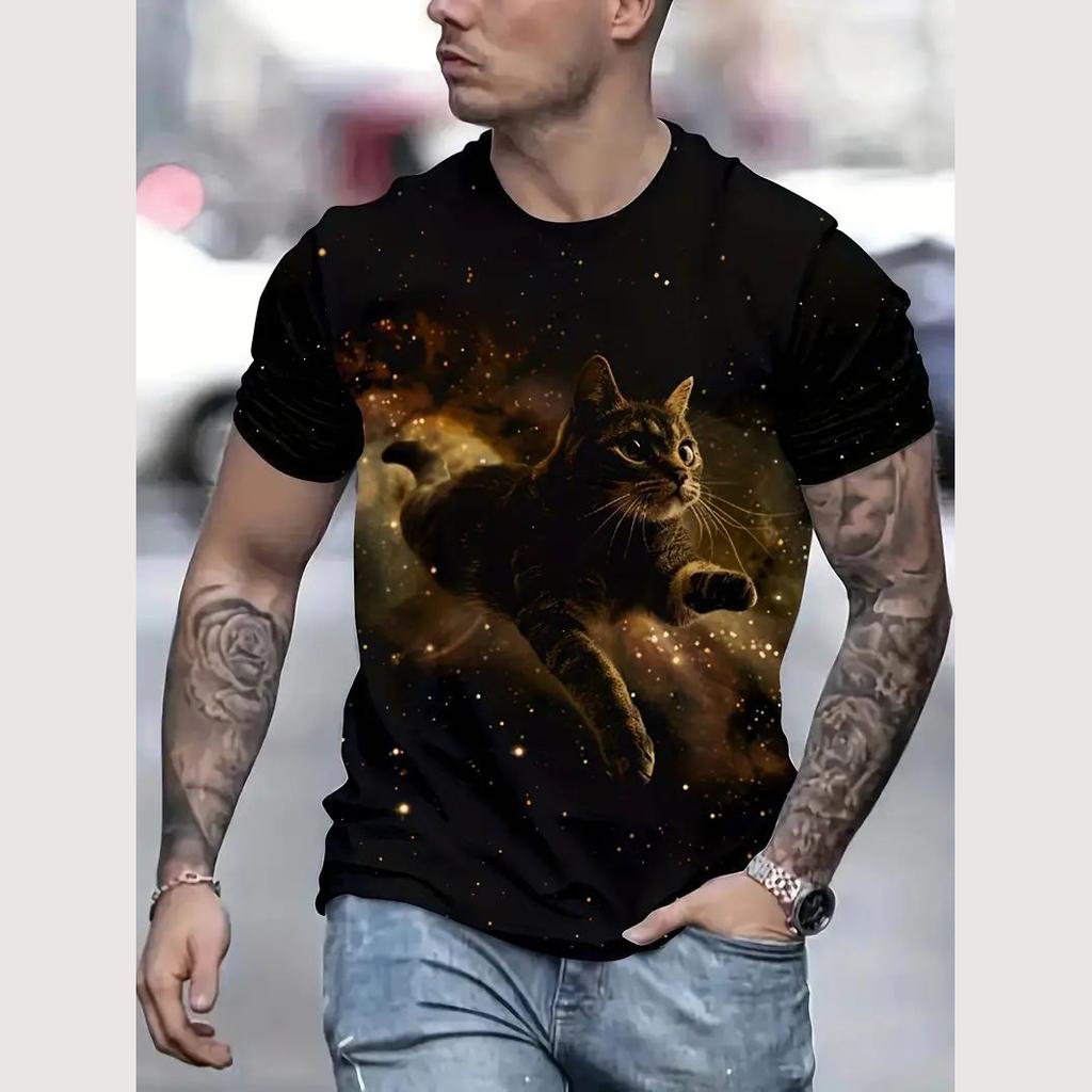 Summer Animal T Shirt For Men 3d Cat Pattern Print T Shirt Casual Short Sleeve Tee Fashion Men's Oversized Clothing Streerwear