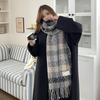 Gender-neutral Plaid Scarf: Autumn/Winter Korean Style with Tassels - Warm Shawl for Students