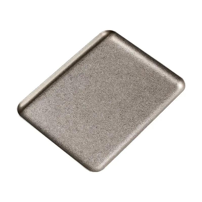 BEPAN Retro 304 Stainless Steel Antique Square Steak Tray Creative Restaurant Display Dessert Barbecue Plate