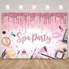A polyester spa party background banner; universal decoration for princess makeup birthday parties; sweet background