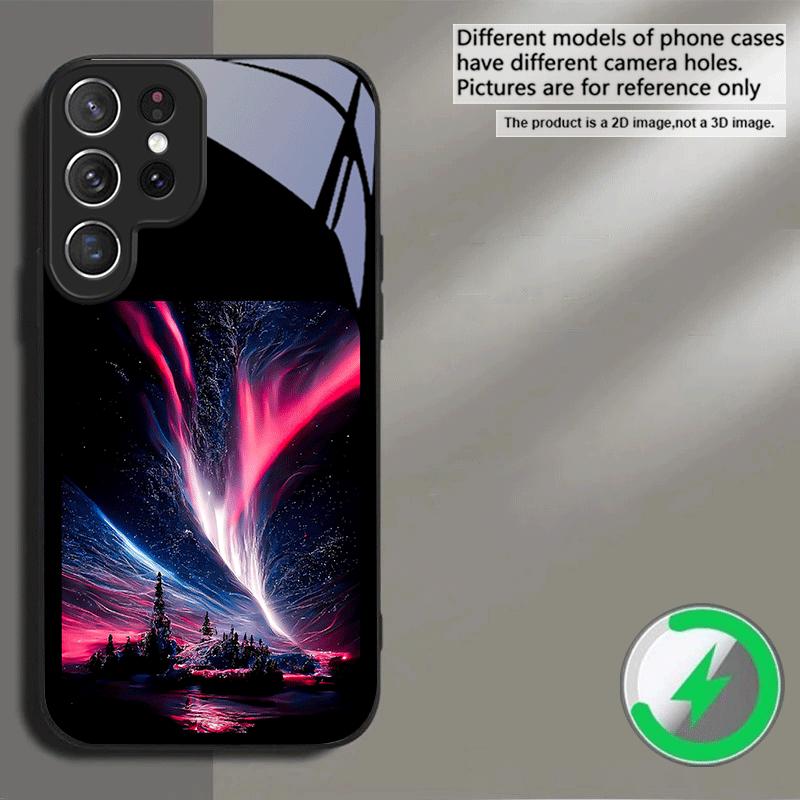 Фантастический ночной пейзаж Для Samsung S26 S20 Ultra S21 Pro S22 Plus S23 FE S24 Ultra S25 Для Magsafe Чехол на телефон со стеклянной задней панелью и бортиками