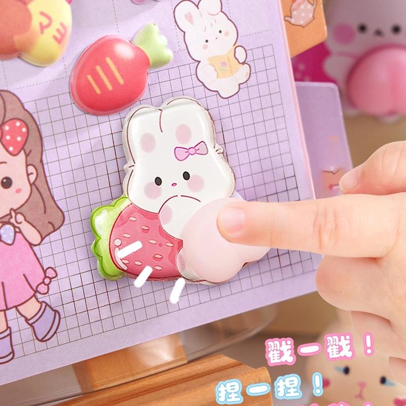 3D Bubble Cartoon Stickers Soft Pinch Pippi Sticker Decompression Diy Phone Case Scrapbook Notebook Cover Decorative Stickers