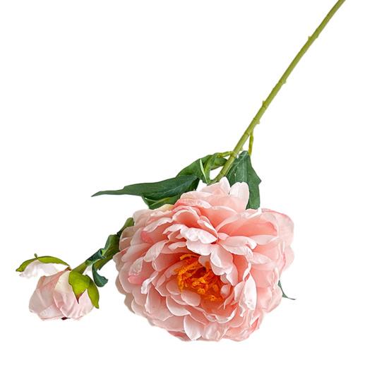 24" Artificial Peonies Flowers Faux Silk Peony Flower Fake Long Stem for Vase Floral Arrangement