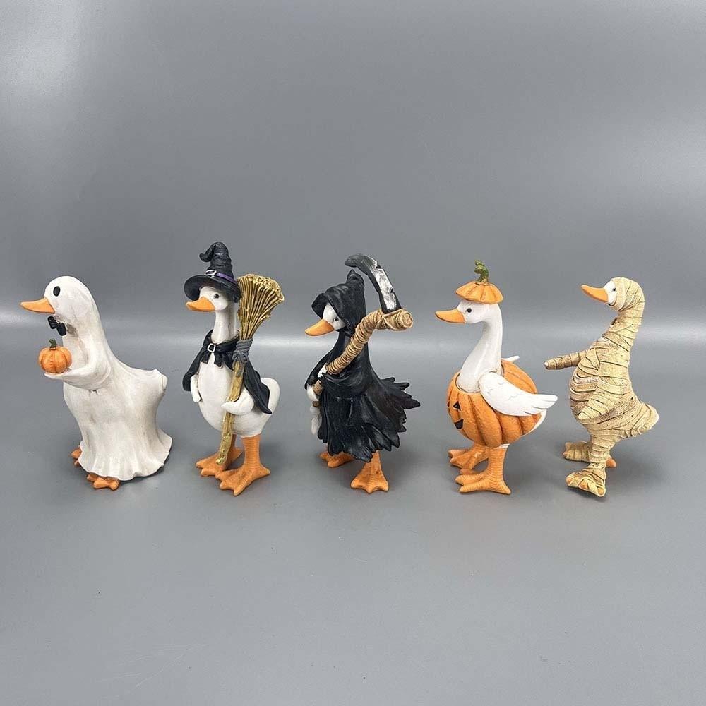 Waterproof Halloween Duck Figurine Creative Ghost Pumpkin Sculpture Kids Bedroom