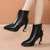 Women Wedding Boots 2024 New Genuine Leather Fashion Women Ankle Boots Women Mid-heel Pointed Ladies Booties