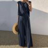 Suits Women Summer Sleeveless O Neck Tank Top Wide Leg Pant Lady Sets Fashion Casual Solid Loose Outfits