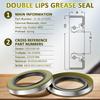 4 Pack 10-36-LOTOF4 Double Lip Grease Seal 2.25 x 3.376 for Dexter 010-036-00, TruRyde GS-2250DL, Texcom 22333TBN, National 452920, 482920, NOK