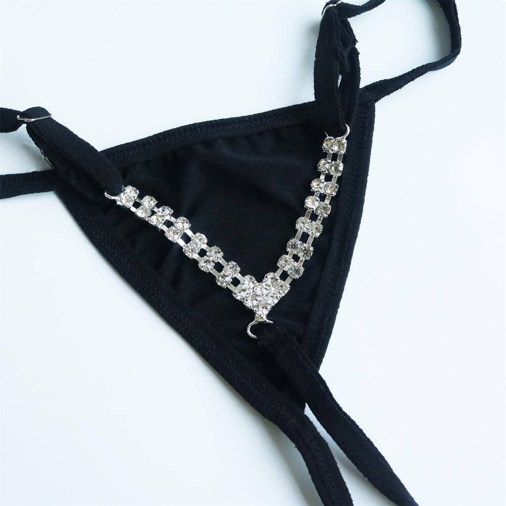 New Shiny Rhinestone Body Chain Jewelry Women's Sexy Versatile Super Sparkling Simple Thong Nightclub Fun Bikini Underpants