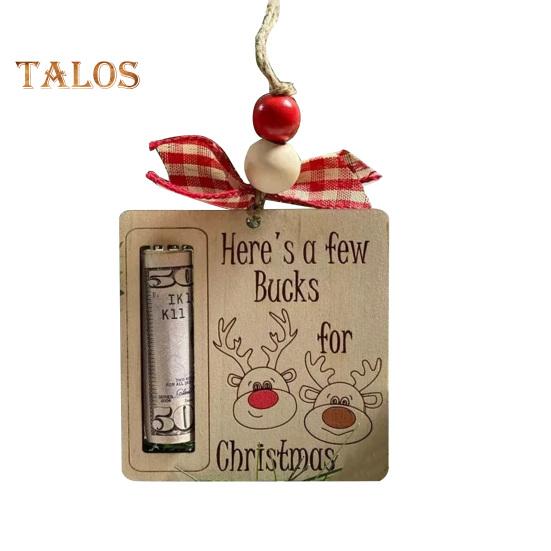 Handmade Wooden Money Holder Christmas Tree Reindeer Money Clip Wallet Ornament with Blessing Placing Money Dispenser for Christmas Tree Home