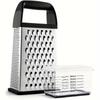 Cheese Grater with Container, Professional Cheese Grater with Handle, Stainless Steel Graters for Kitchen Handheld, Box Grater with 4 Sides