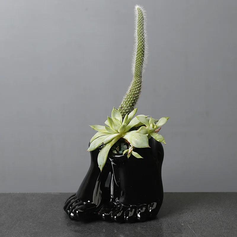 Украшение для дома Керамические цветочные горшки Креативные двухногие цветочные горшки Украшение рабочего стола в офисе Цветочные современные милые цветочные горшки