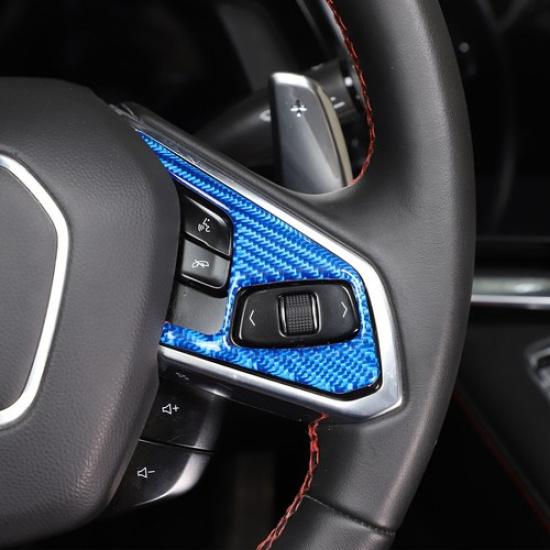 Blue Carbon fiber Steering wheel button sticker For -2025 Corvette C8