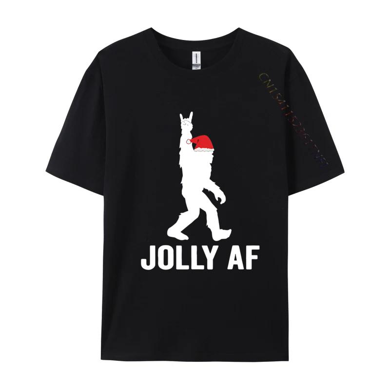 Jolly Af Bigfoot Santa Christmas Sasquatch T Shirts Tops Tees for Unisex High Quality All Cotton T Shirt Camisas Basicas Hombre