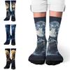 A Pair of Dark Night Lion King Trendy Socks, Soft and Comfortable, Unisex Retro Style Compression Socks, Casual Party Gifts
